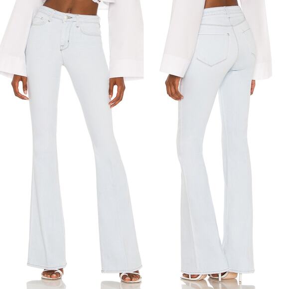 NWT L'Agence Bell High Rise Flare Bleach Down Size 25 Light Blue Stretch Denim - Picture 3 of 16